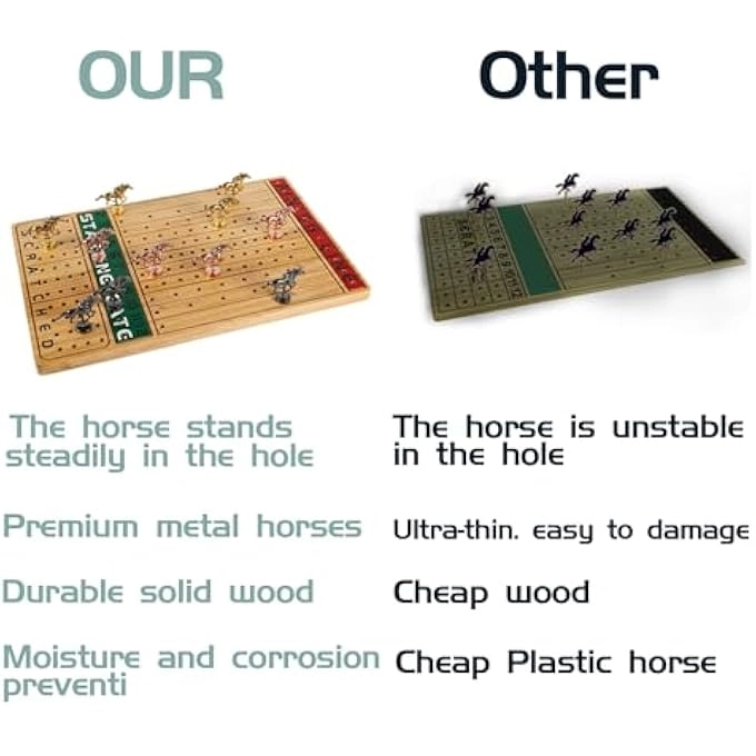 Horse Race Board Game - 11 Horses 4 Dice Solid Wood