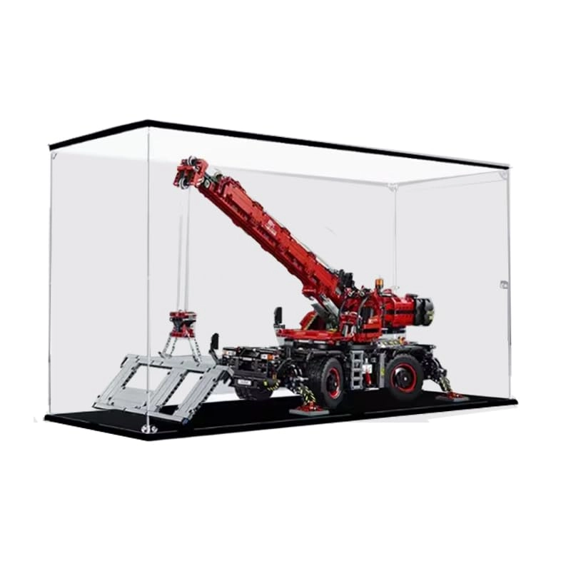 HCAEIOFJ Clear Acrylic Display Case (42082) - Applicable for Rough Terrain Crane Black Bottom+top Light