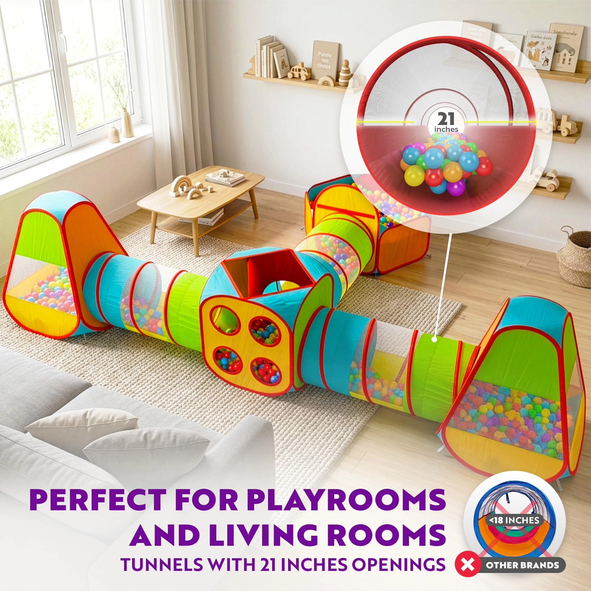 Play Tent - 3 + Ball Pit - 1 + Play Tunnel - 3