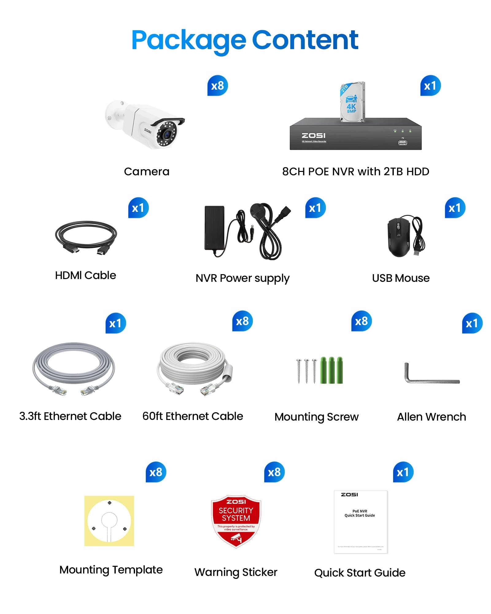 PoE Security Camera System - 8 channels
