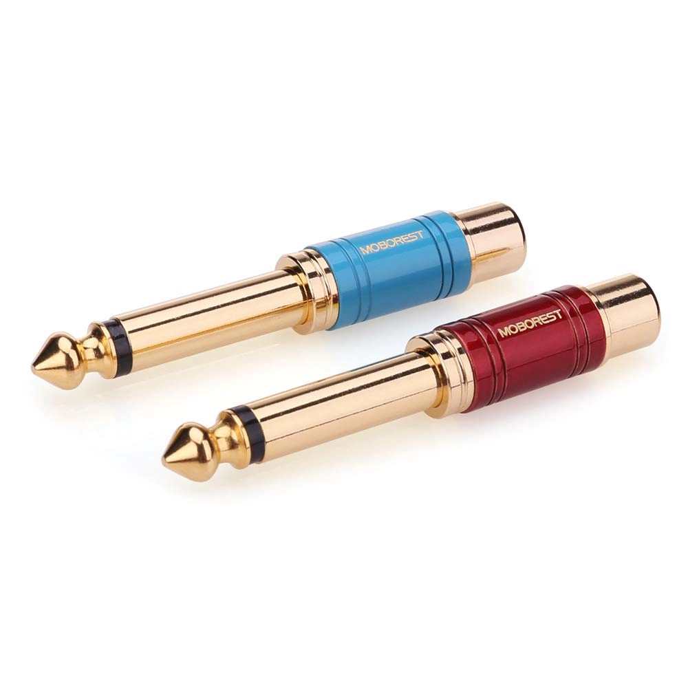 1/4" Male to RCA Female Audio Adaptor - Pure Copper 6.35mm Mono Plug TS