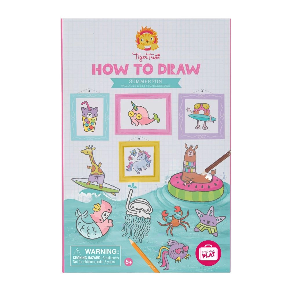 How to Draw - Summer Fun - HB and 9 coloured pencils Sharpener Eraser