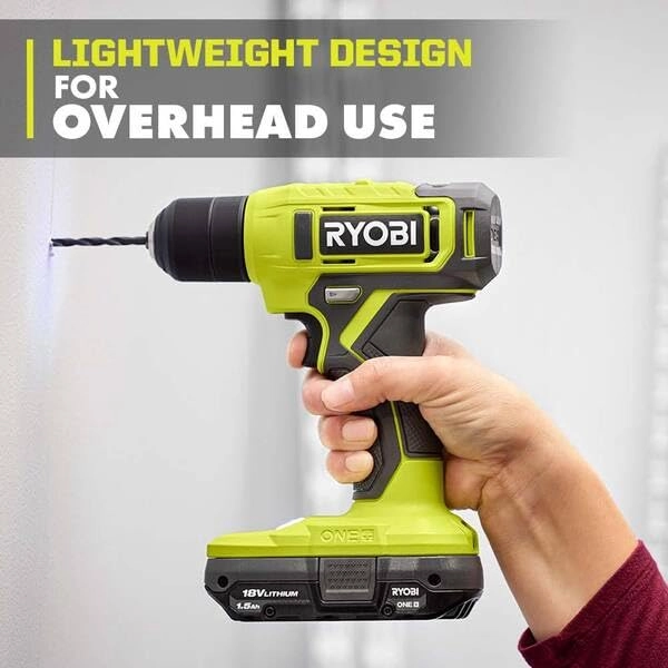 Cordless Drill + Battery - 1.5 Ampere-hour 18 Volt + Battery Charger + Drill Bits + Tool Bag