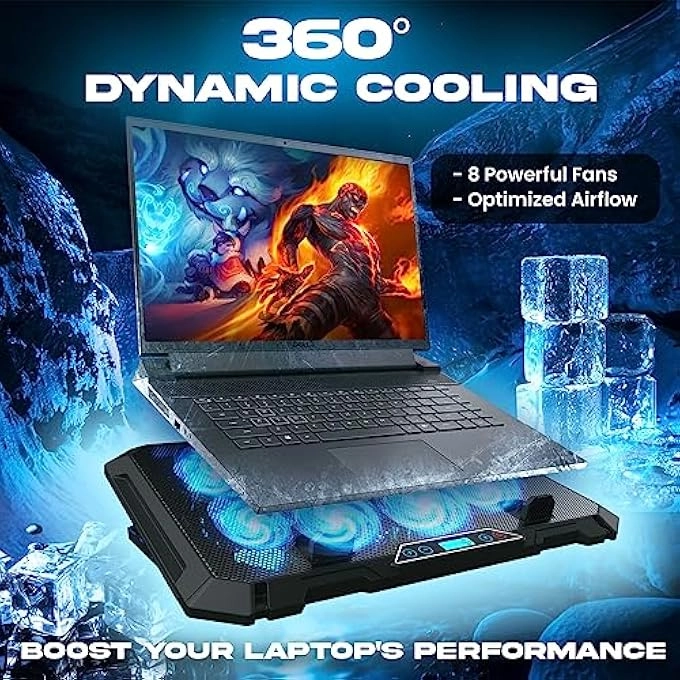 V8 GAMING LAPTOP COOLING PAD - 8 Fans 17 inch