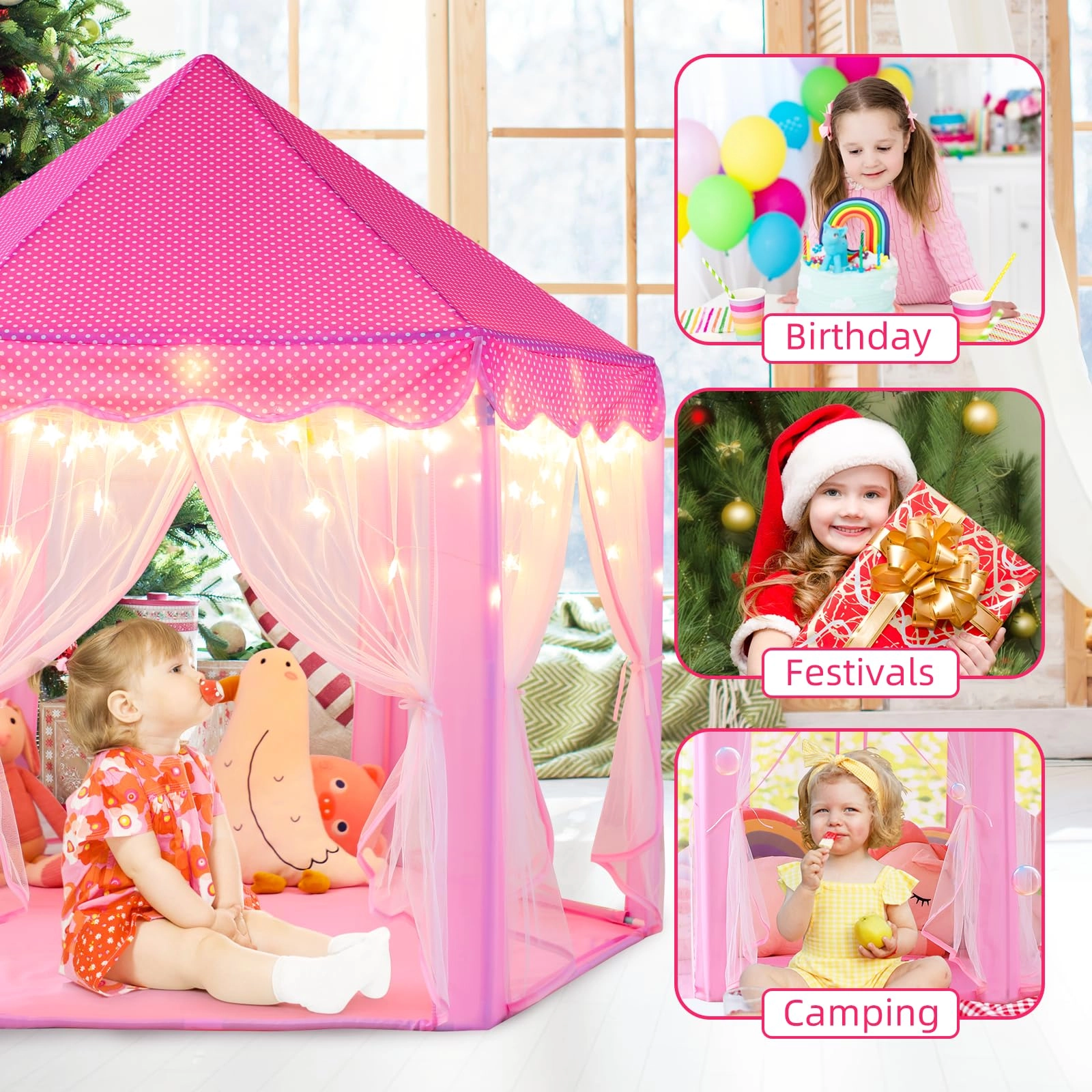 Princess Tent - 55 x 53 inches Pink
