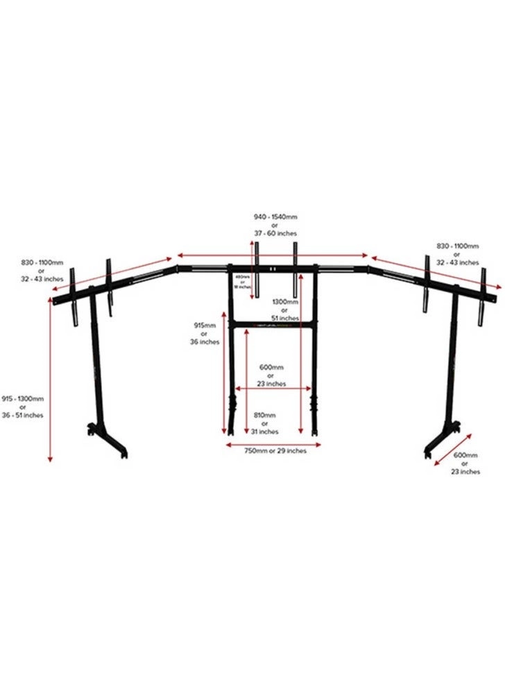 Next Level Racing Triple Monitor Stand - 3 65" 450x660mm