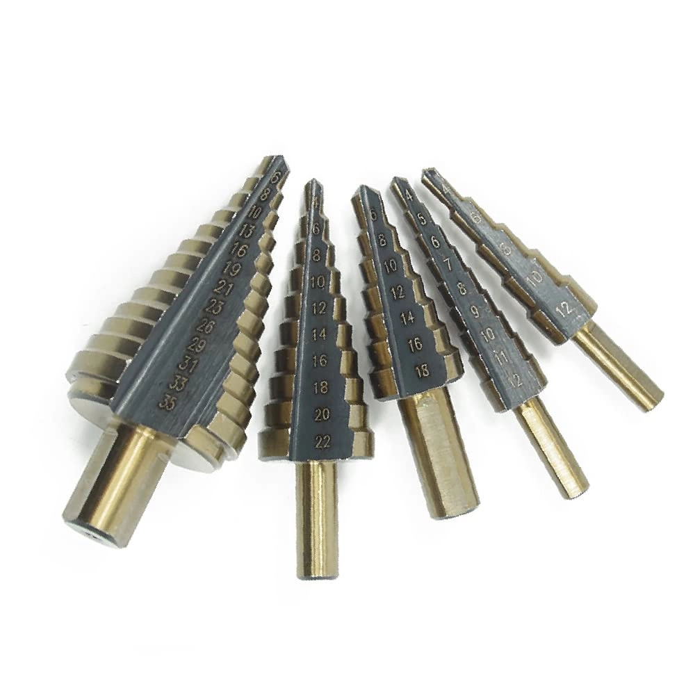SagaSave Step Cone Drill Bit - High Speed Steel (HSS) 5 pcs 4-12mm/4-22mm/6-18mm/6-35mm