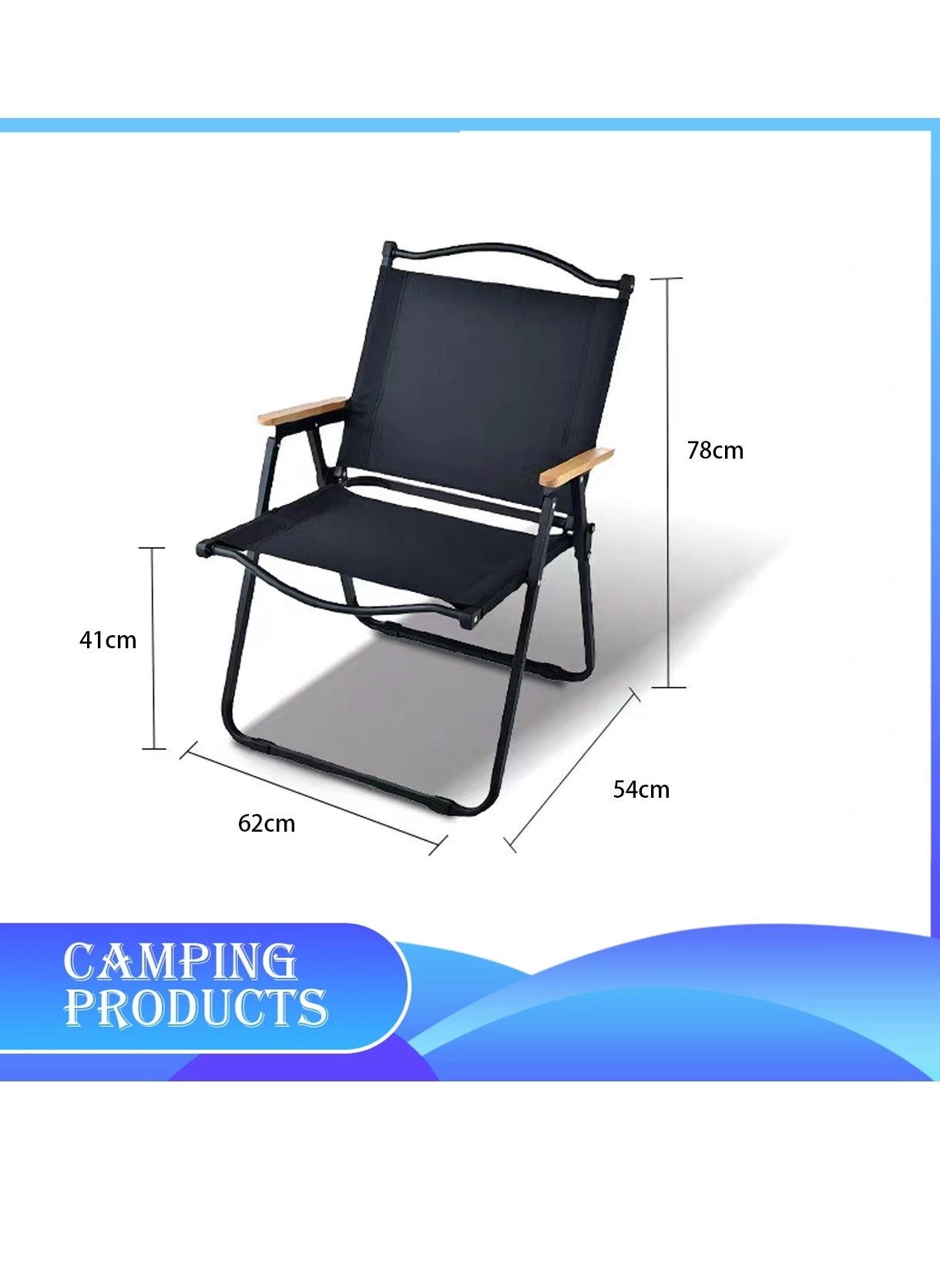 Folding Camping Chair - Black Lightweight
