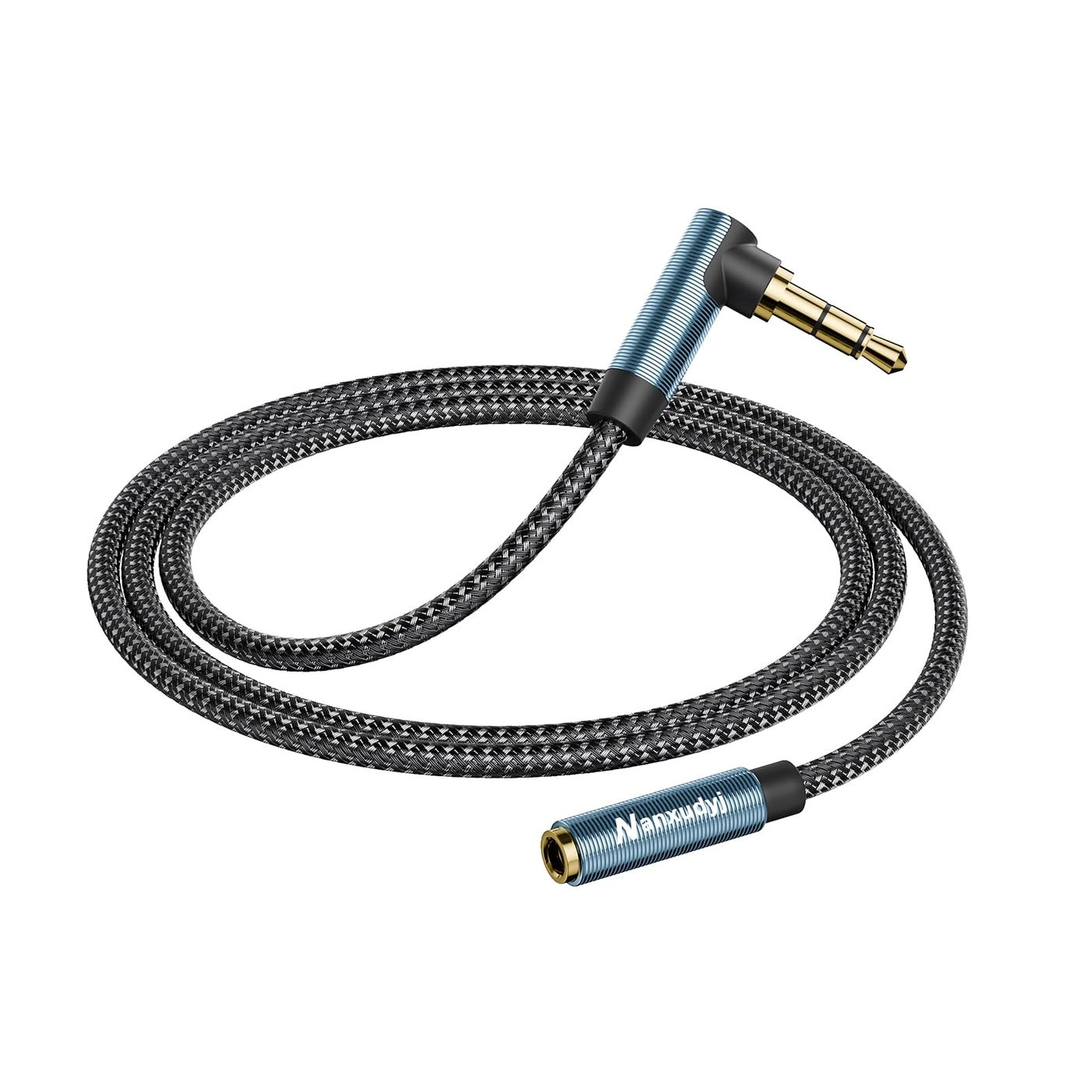 Nanxudyj 3.5mm Headphone Extension Cord for Smartphones, Tablets, Media Players - 10ft/3M Male to Female 90 Degree Right Angle