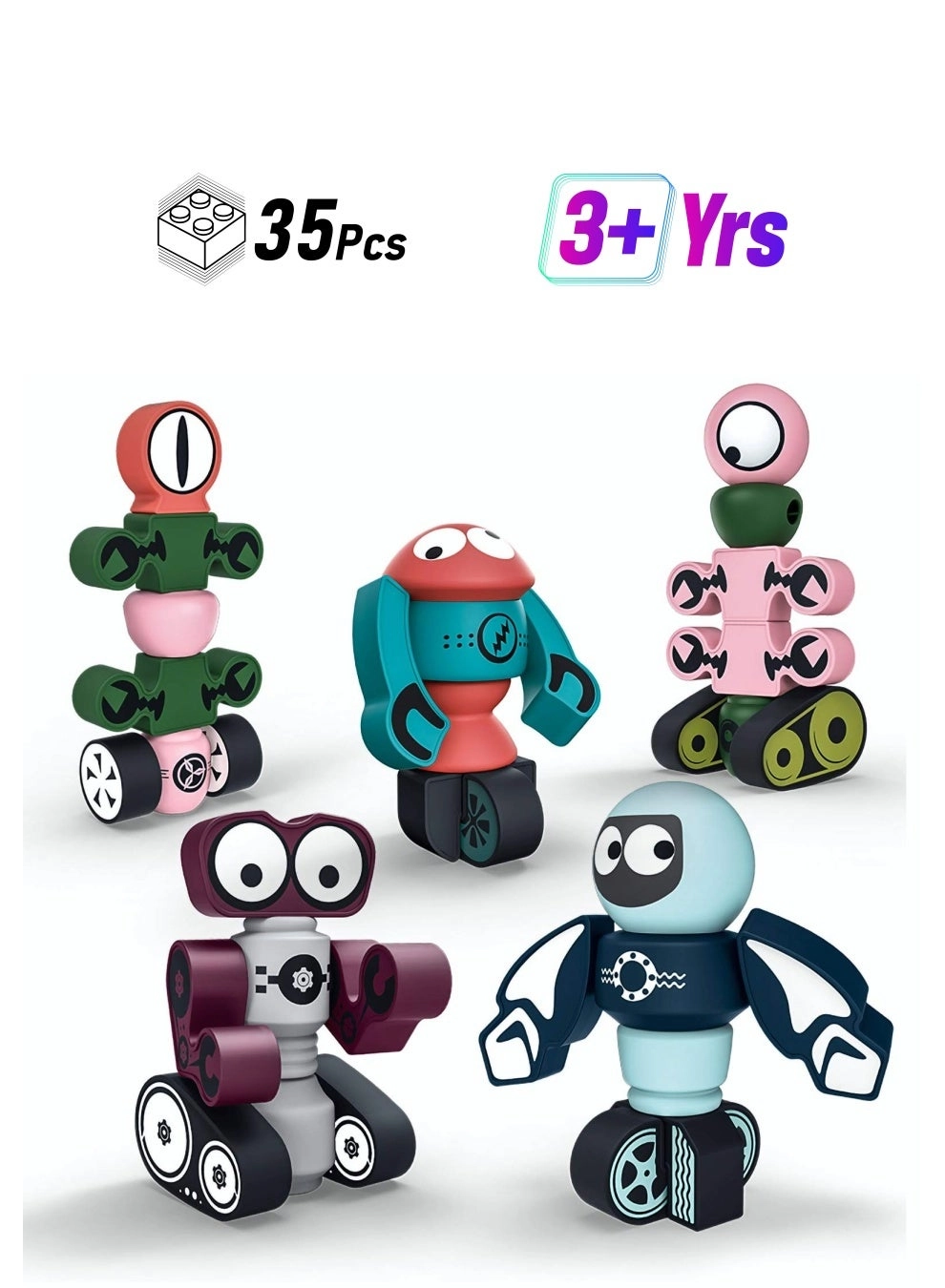 Generic Magnetic Robot Building Blocks - 35pcs