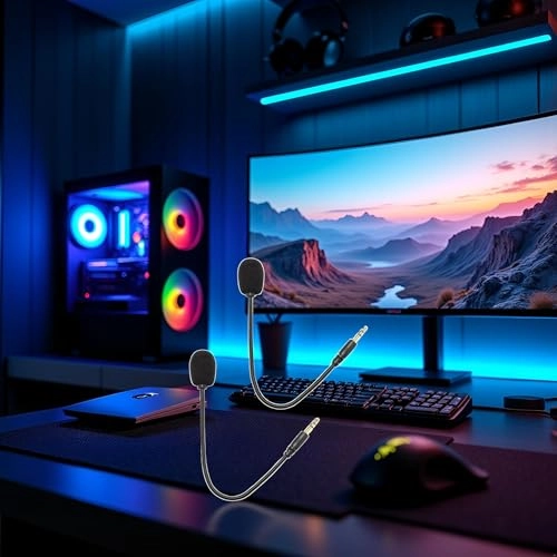 Headset Microphone for Universal - 3.5mm Plug 360-degree Bendable 2-Pack