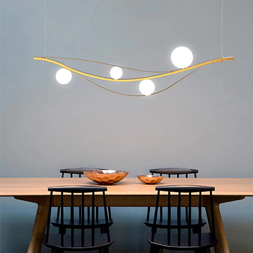 Scandinavian Artistic Long Chandelier - Golden 120*35cm 4 Head