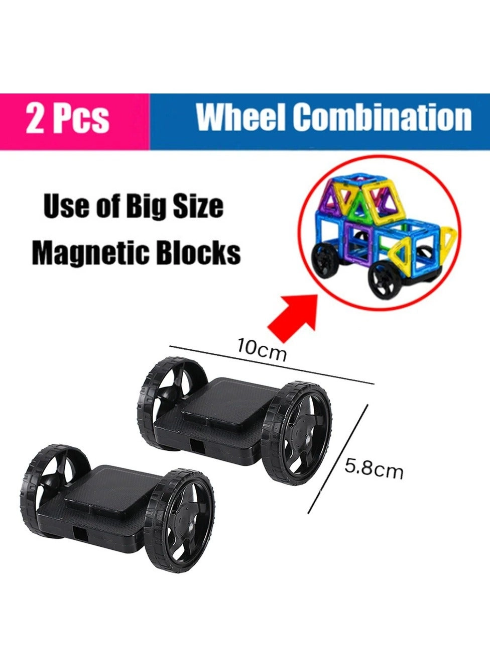 Magnetic Building Blocks - 46 pcs + Wheel