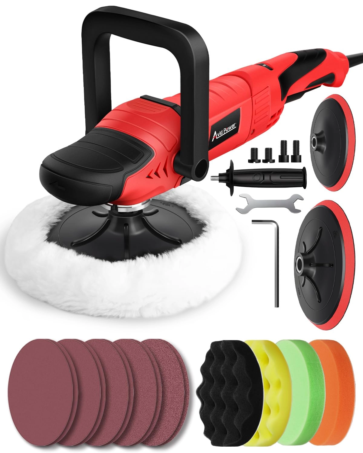 AVID POWER Car Buffer Polisher - 1200W 7 Inch/6 Inch