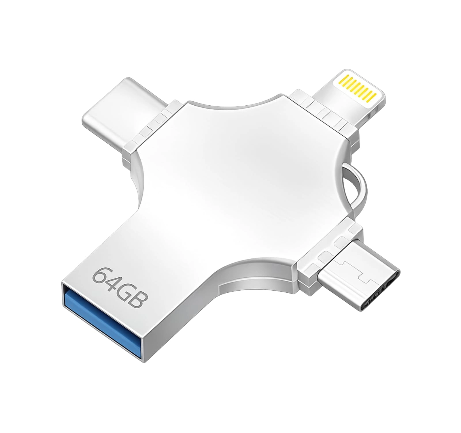 The Black Store 4 In 1 Usb Flash Drive - USB 3.0 USB-A USB-C Lightning Micro USB 128GB