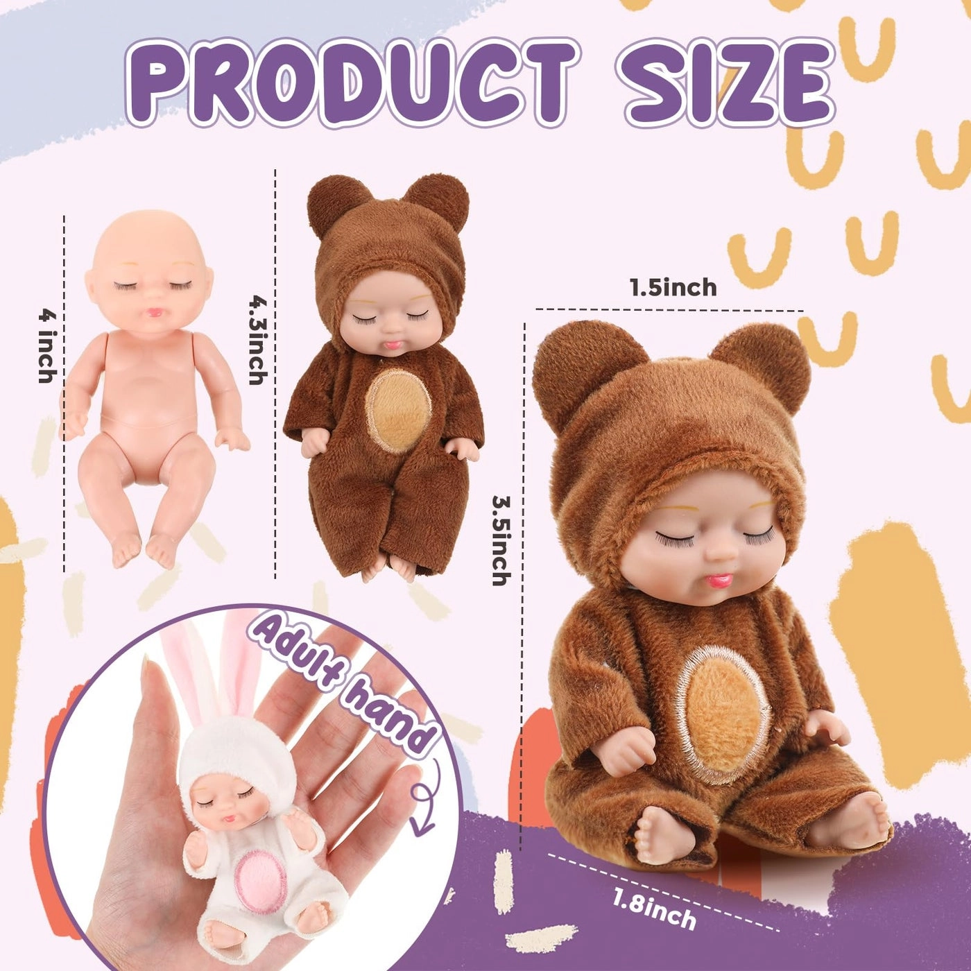 Reborn Baby Doll - 4 Inch 6 Pcs Set