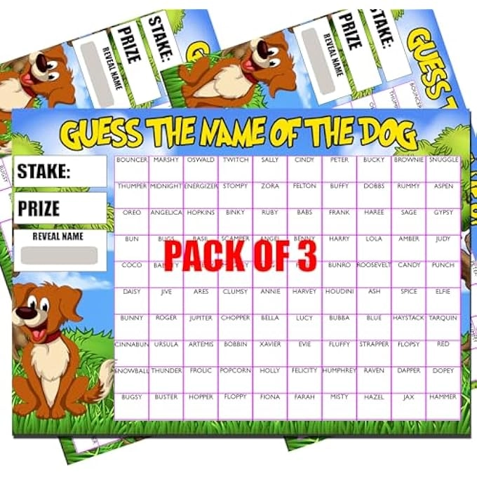 PREDICT THE DOGS NAME - Scratch Card Game 100 Names 3 Pack