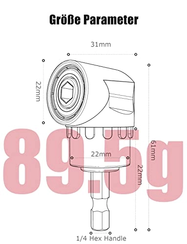 Angle Drill Attachment - 105° 1/4 Inch 3/8 Inch 1/2 Inch