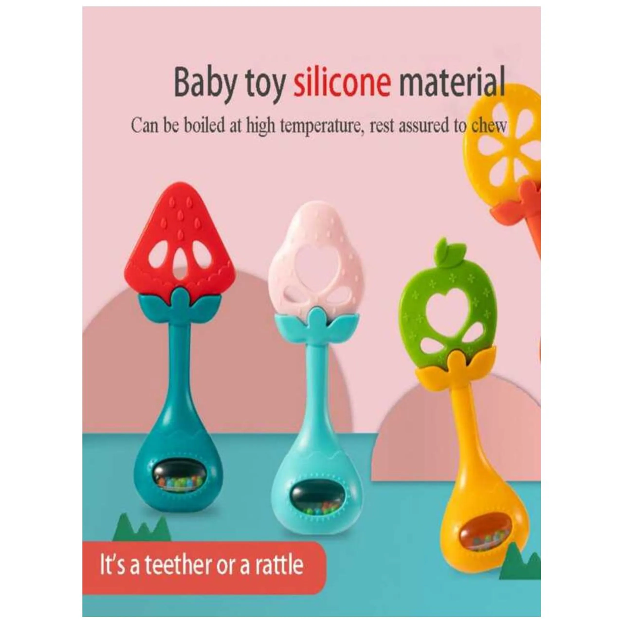 Baby Fruit Teether - With Rattle Watermelon