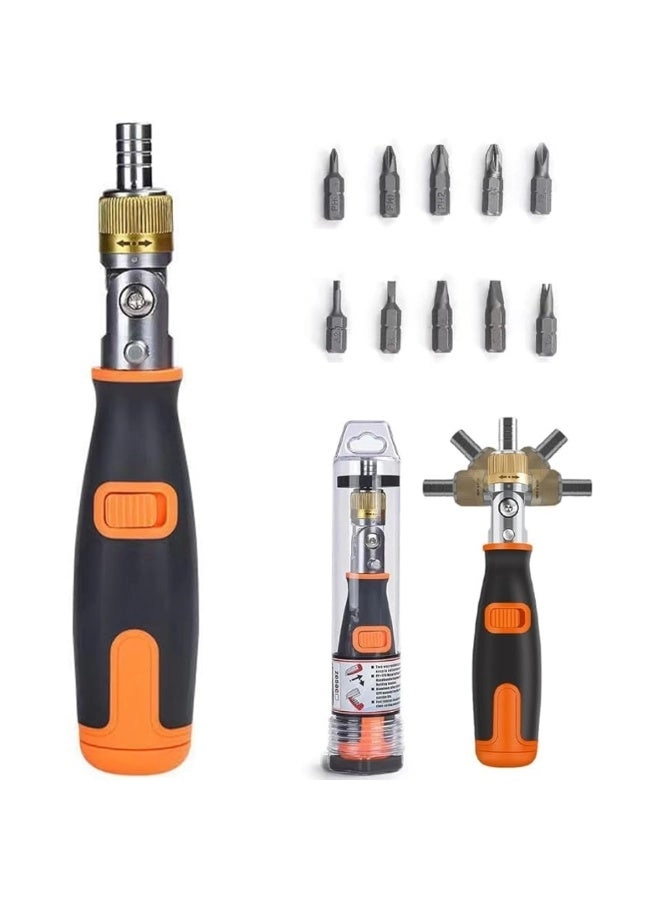 Hitex 10-in-1 Ratchet Screwdriver Set Slotted and Phillips Screwdriver Set (10 Pcs)