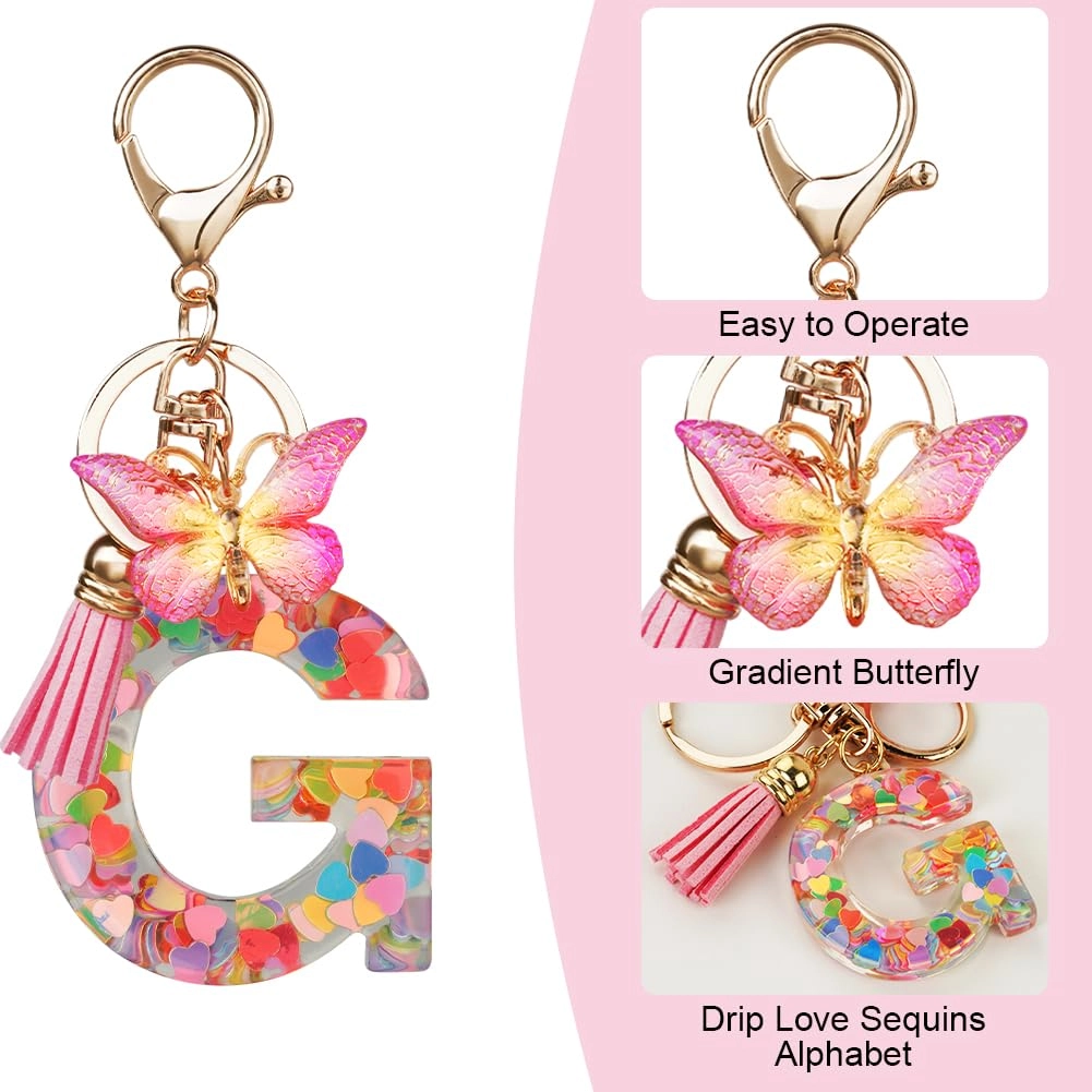 Initial Letter Keychain - Butterfly