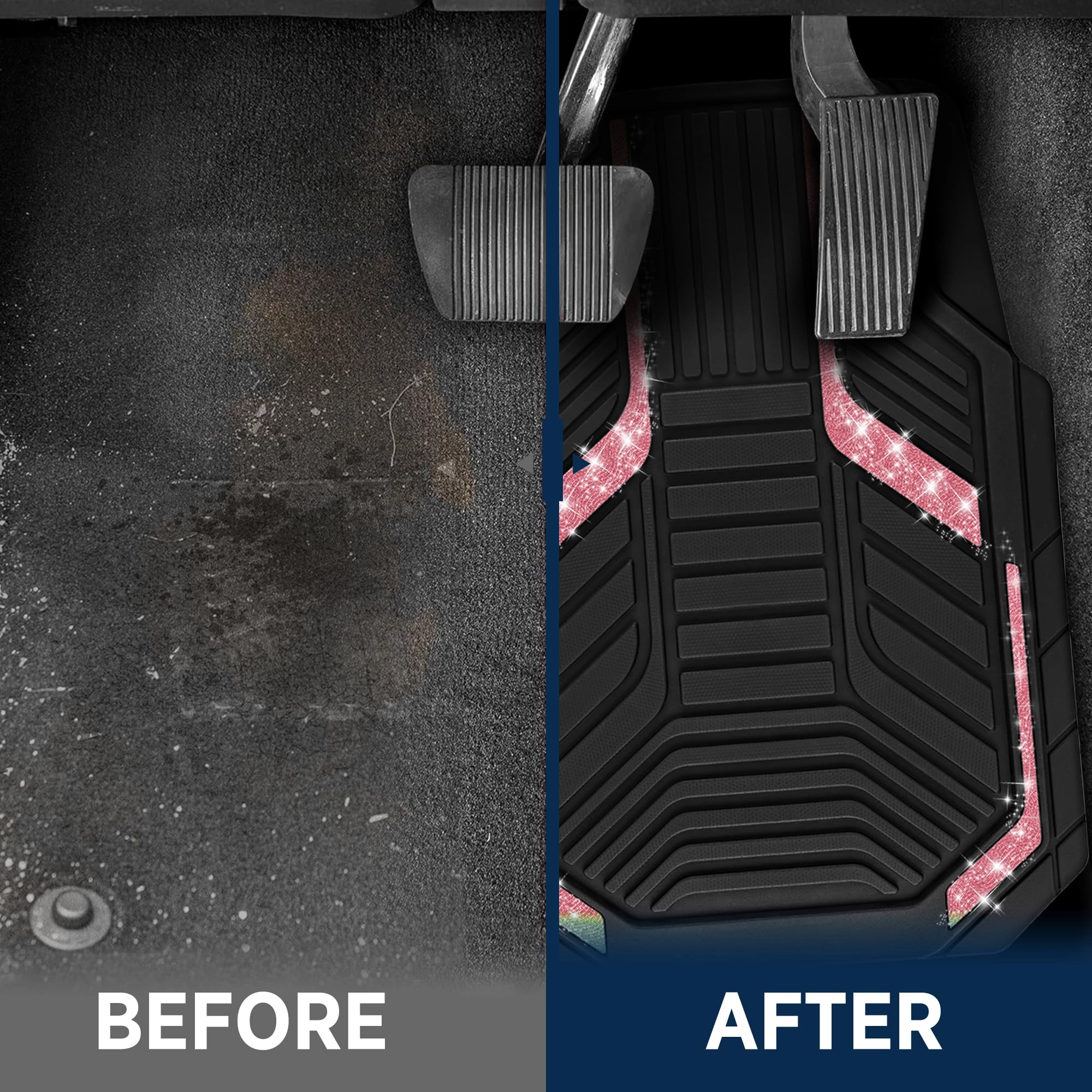 Heavy Duty Rubber Floor Mats - Pink Universal Fit