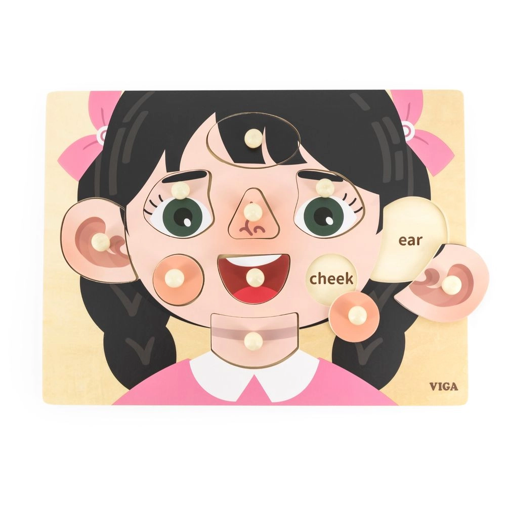 Girls Face Wooden Puzzle (29464294-44665) - 10 pcs