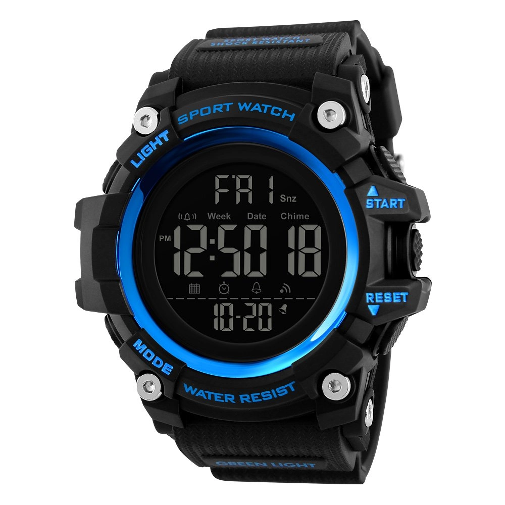 Multifunctional Waterproof Watches Outdoor Sports Digital Military LED Double Time 54mm Plastic