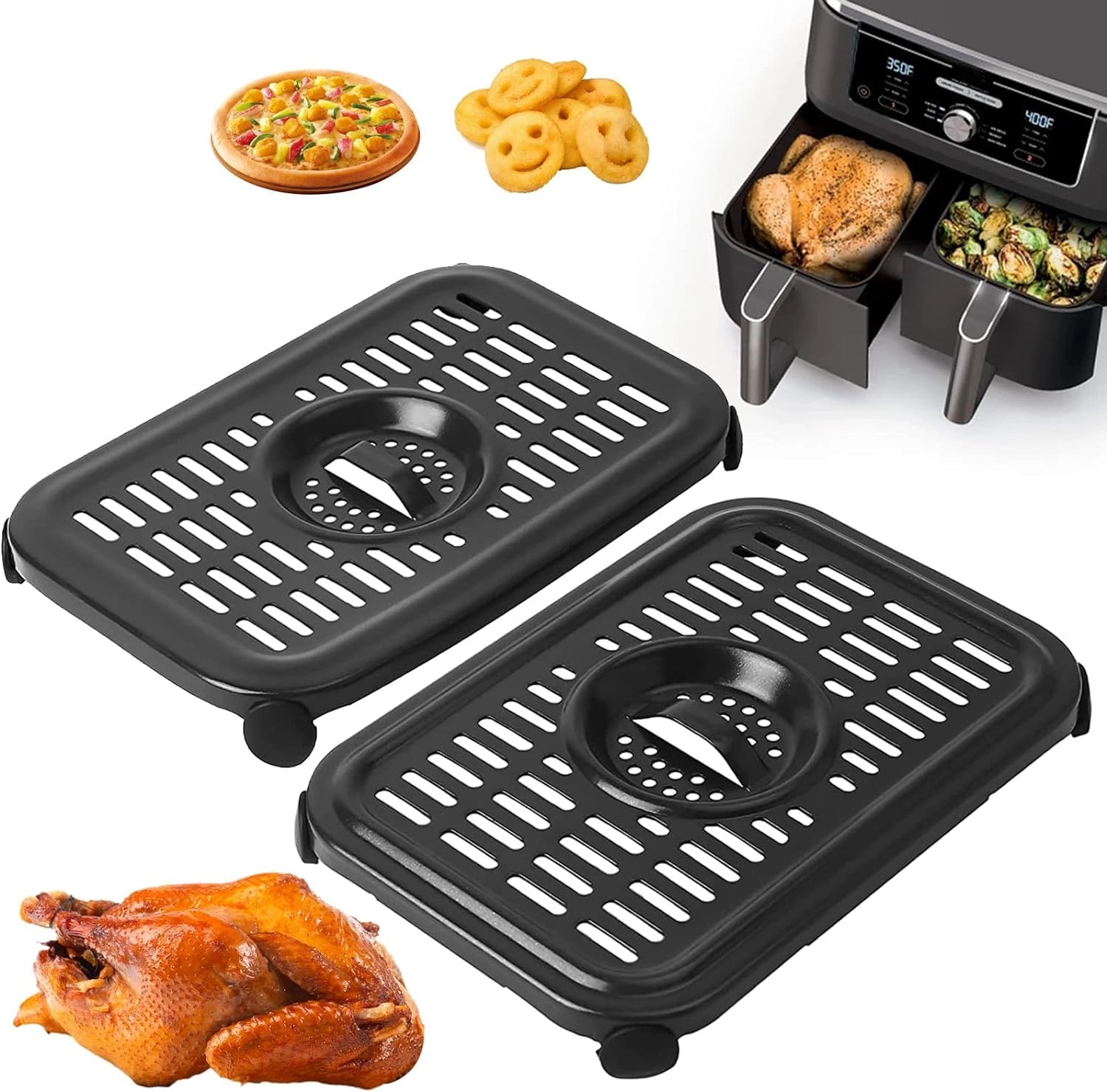Air fryer grill rack - Stainless steel 2 piece(s) + Magic cleaning cloth - 1 piece(s)