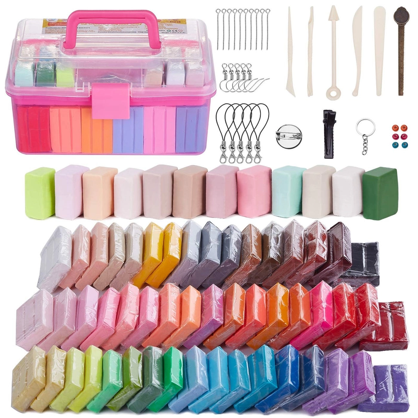 iFergoo Polymer Modeling Clay - 62 colors Starter Kit with Sculpting Tools