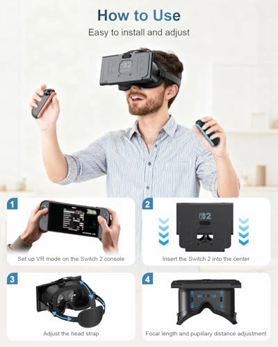 VR Headset for Nintendo Switch 2 - Adjustable HD Lenses Comfortable Head Strap