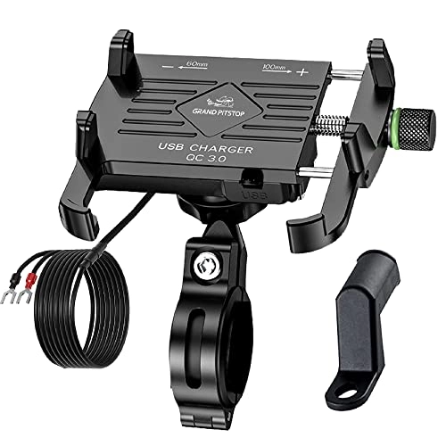 Motorcycle Phone Holder - Fast USB 3.0 Charger 360° Phone Protection Aluminium Clamp