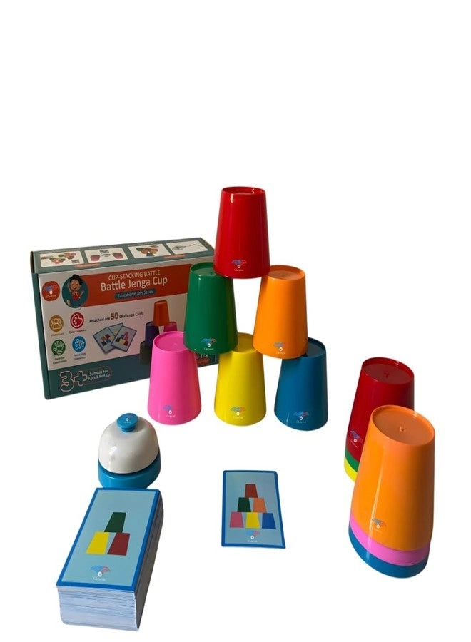Glenston Battle Stacking Cups - 12 pieces + Pattern Cards - 50 pieces + Bell