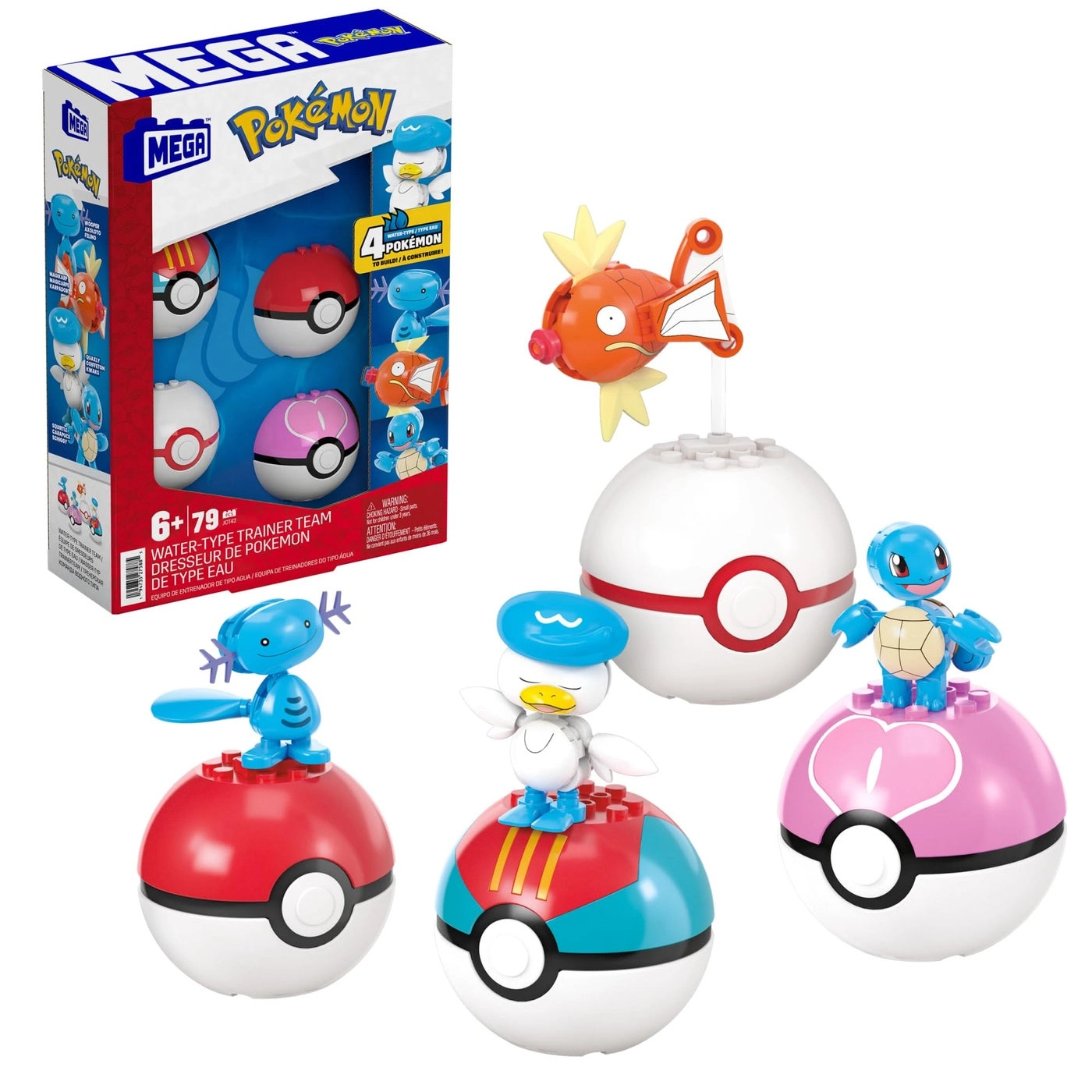 Pokémon Action Figure - Water-Type Trainer Team 2 Inches Tall