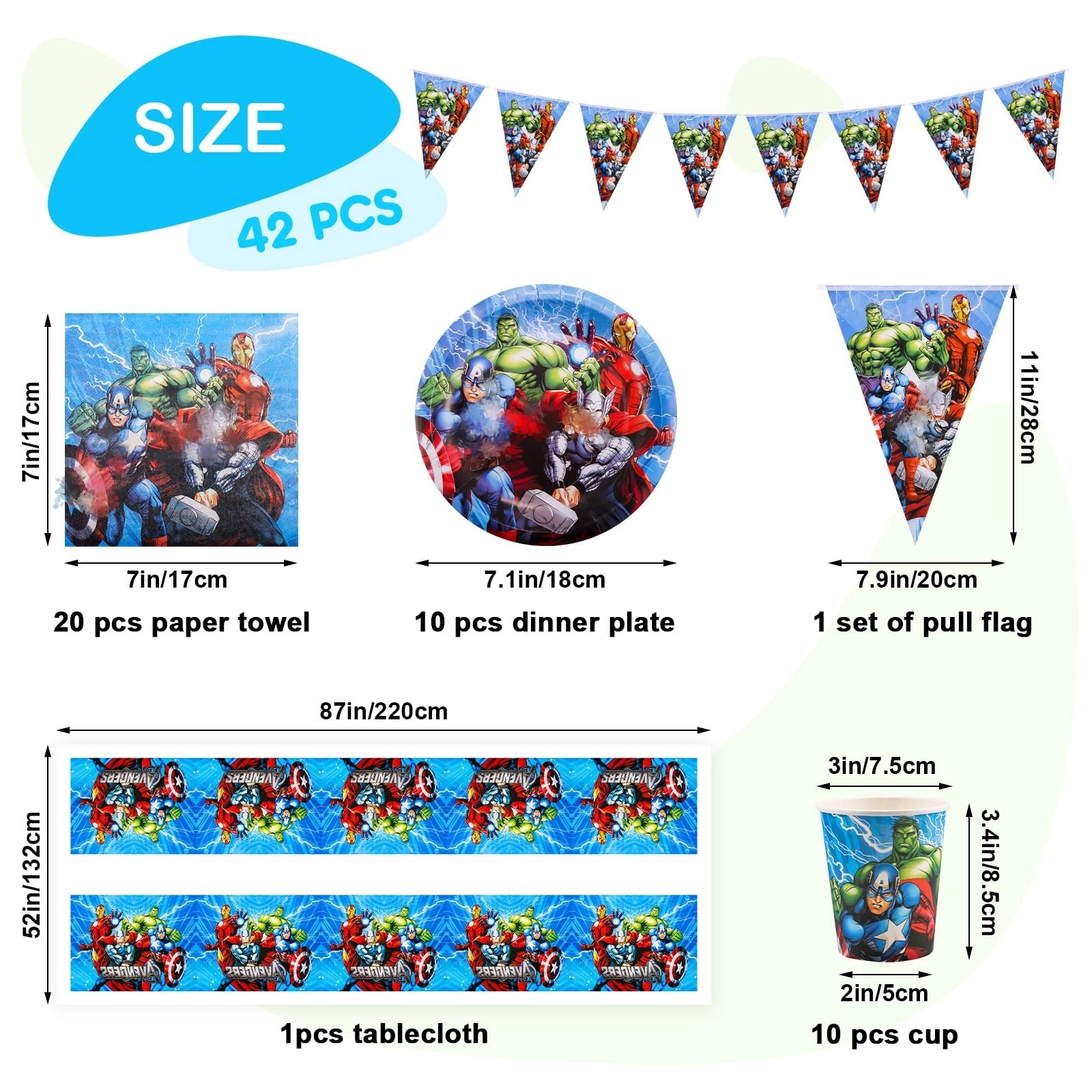 Superhero Party Tableware Set - 42 Pcs Birthday