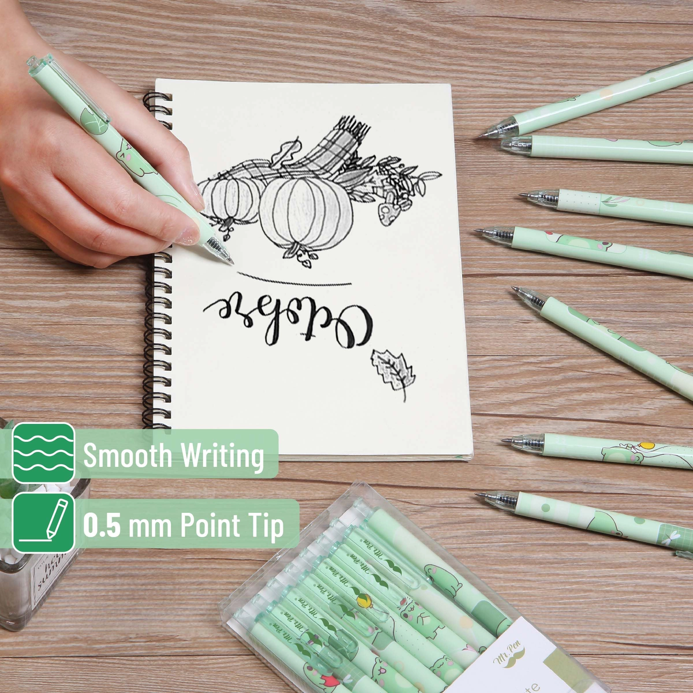 Cartoon Retractable Gel Pens - 6 Pack 0.5 mm