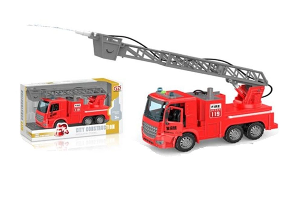 Jawda City Construction Fire Engine Truck - Light and Sound Red 3+