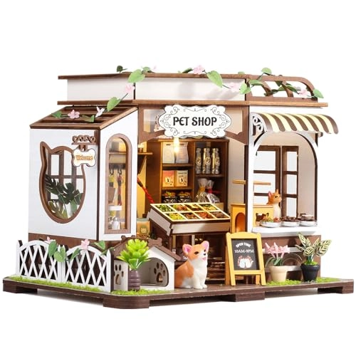 DIY Dollhouse Miniature Kit - Dust Proof Cover Gray Wood