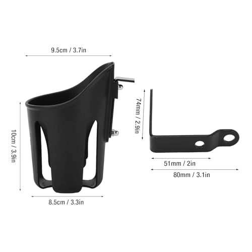 Motorcycle Cup Holder - Perch Mount 360 degree snap fasteners Long Bracket