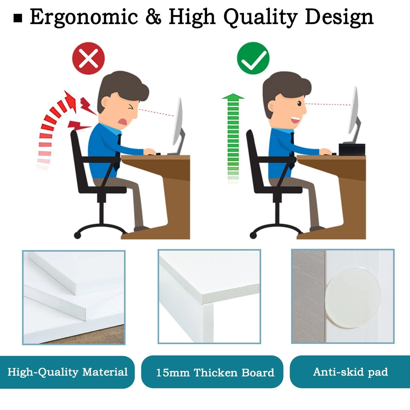 Monitor Stand Riser - White 2 Pack 2 Tier