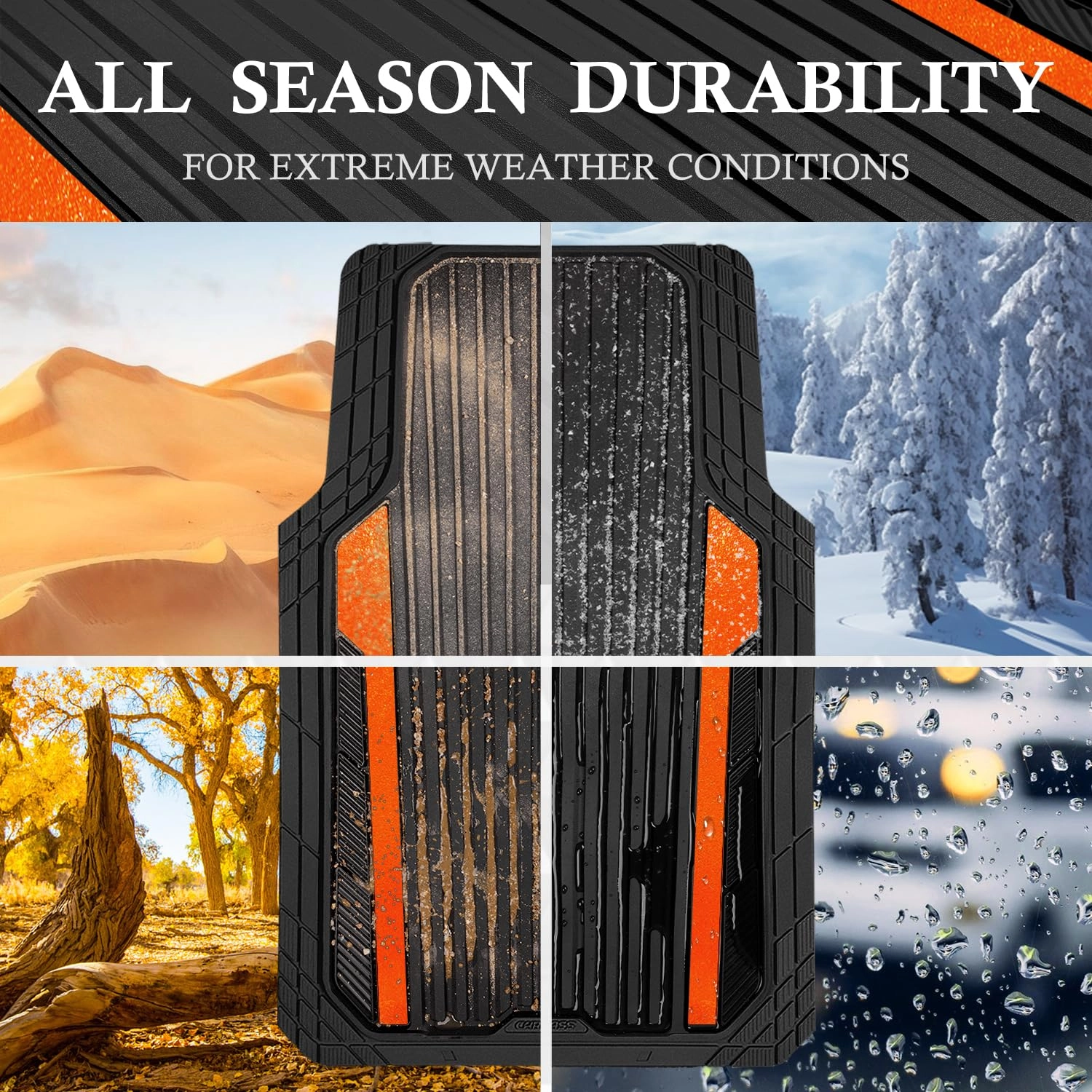 Heavy Duty Rubber Car Mats - All Weather Anodized Universal Fit