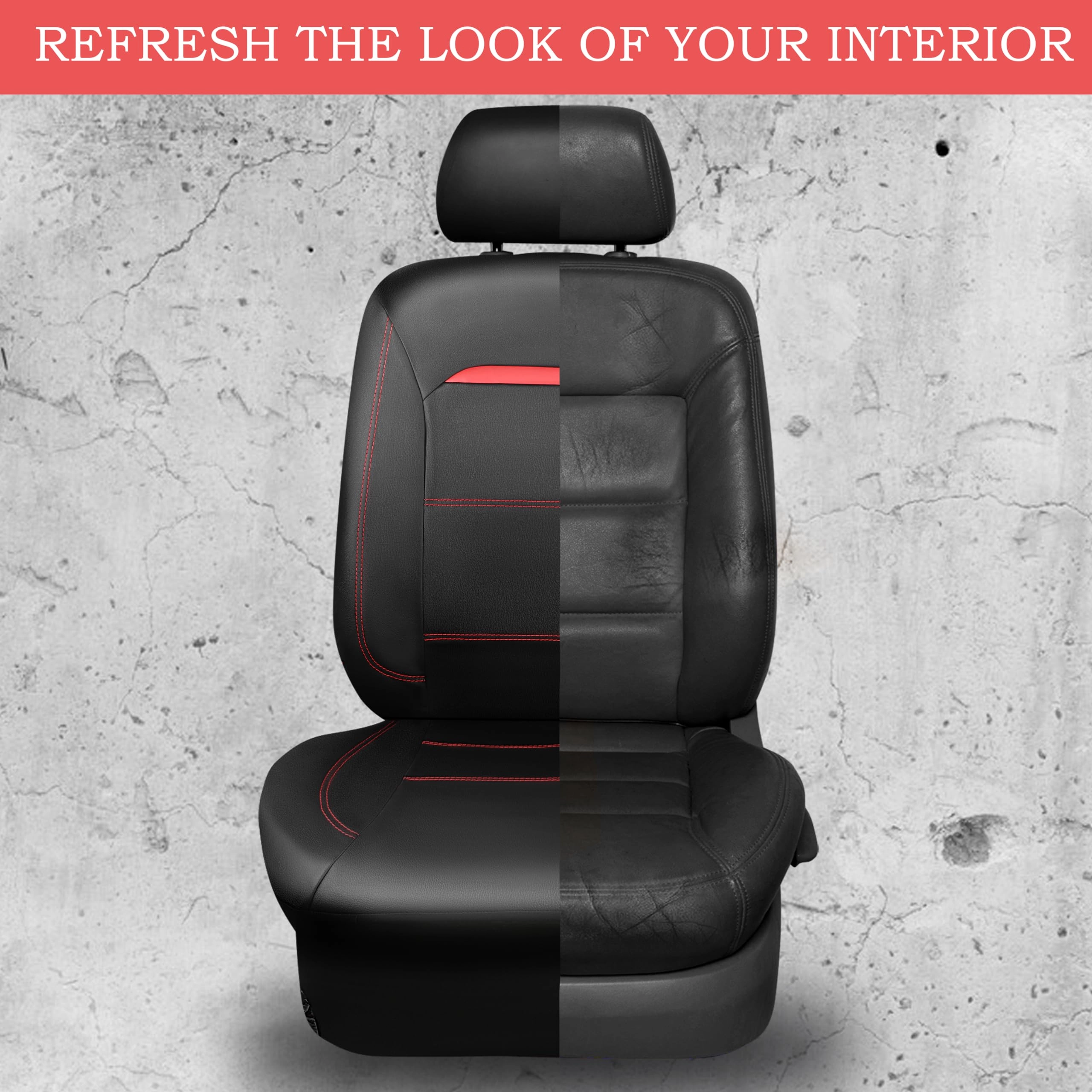 Car Seat Covers - Air Mesh Leather + Car Floor Mats - Waterproof + Steering Wheel Cover - Sporty