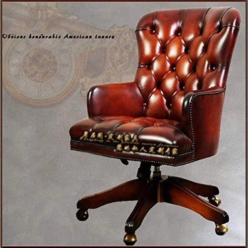 Desk Chair - PU Leather Brown High Back