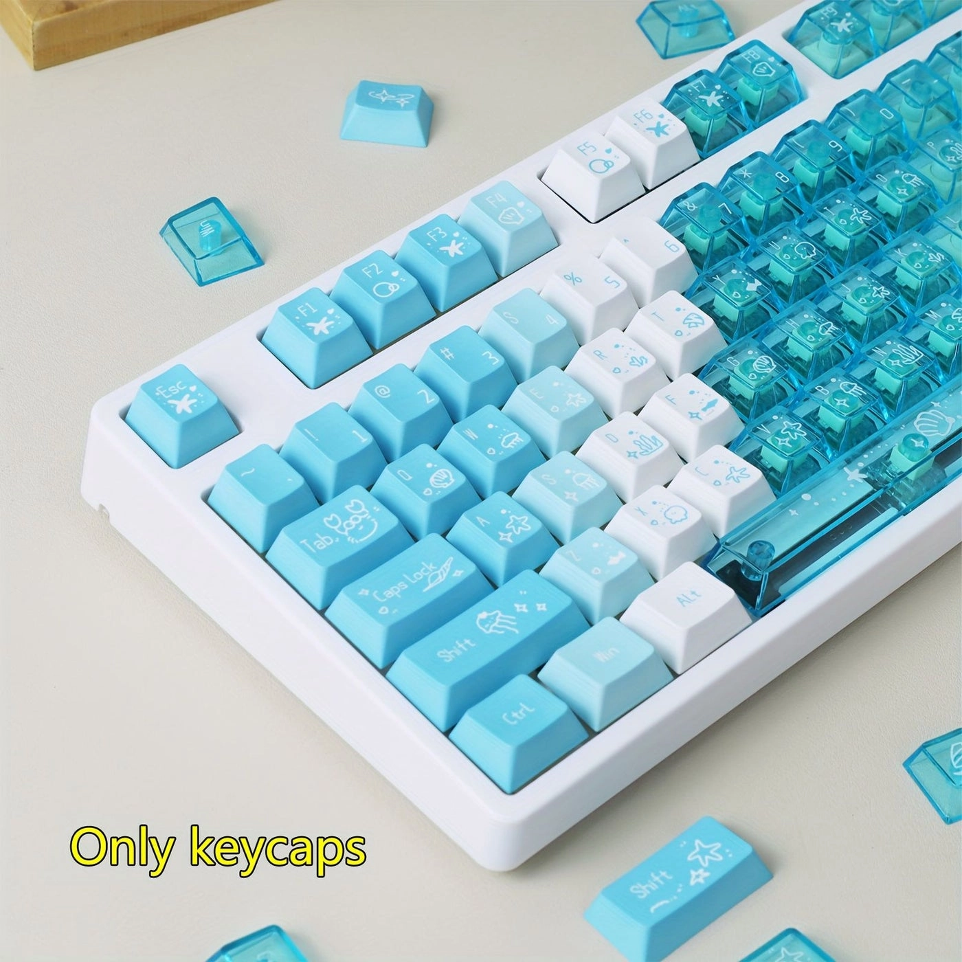 Generic Crystal Transparent Keycaps - 150 Blue PC PBT
