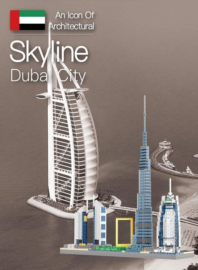 Dubai Skyline Architecture Building Blocks Set - Miniature Burj Khalifa Burj Al Arab Dubai Frame &Towers Model Kit