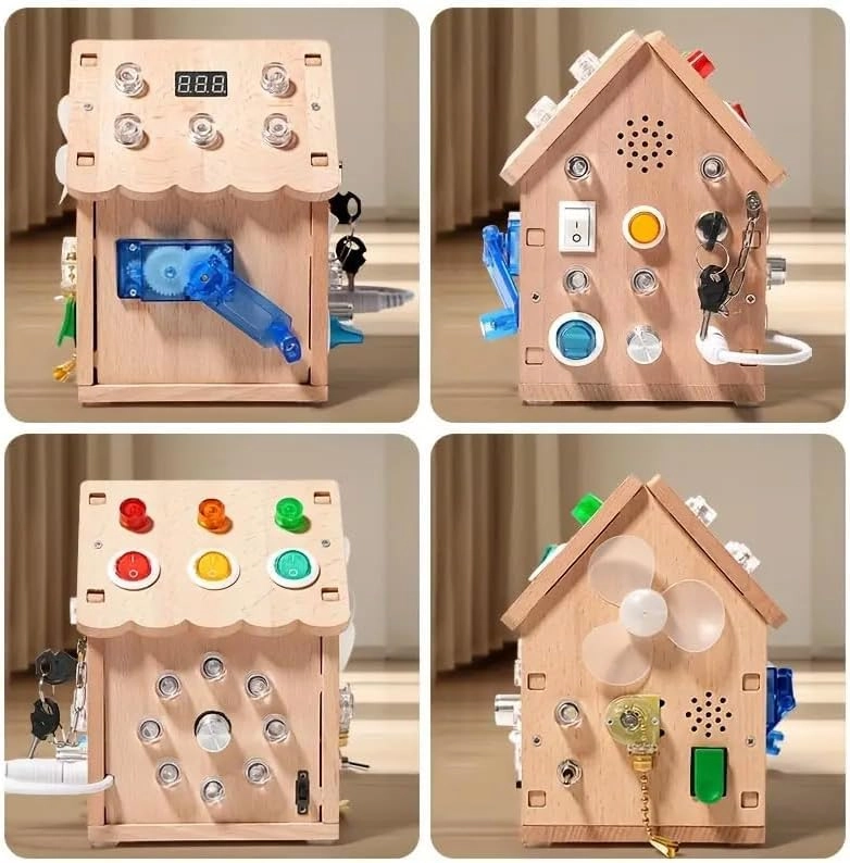 CUQUP Wooden Busy Board House