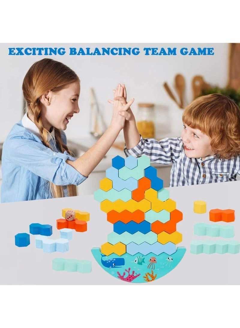 Tower Balance Game - Wooden Blocks Wobbling Chassis