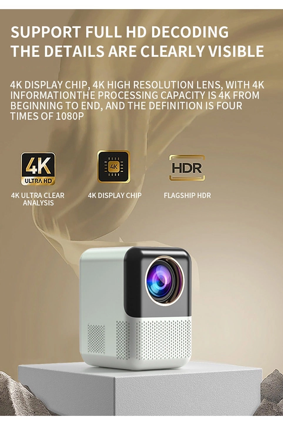 Upgrade Portable Projector 400ANSI 1080P