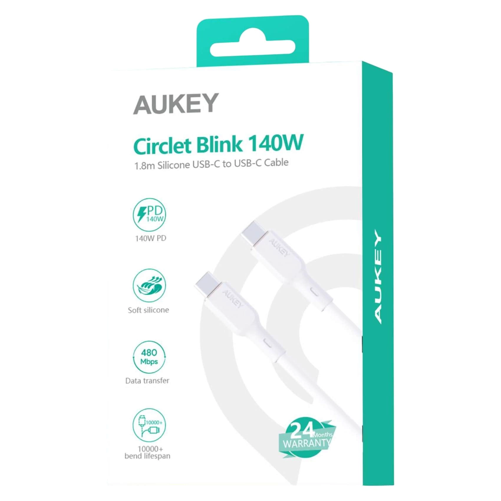 AUKEY Charge Cable 140W USB-C to USB-C 1.8m Silicone