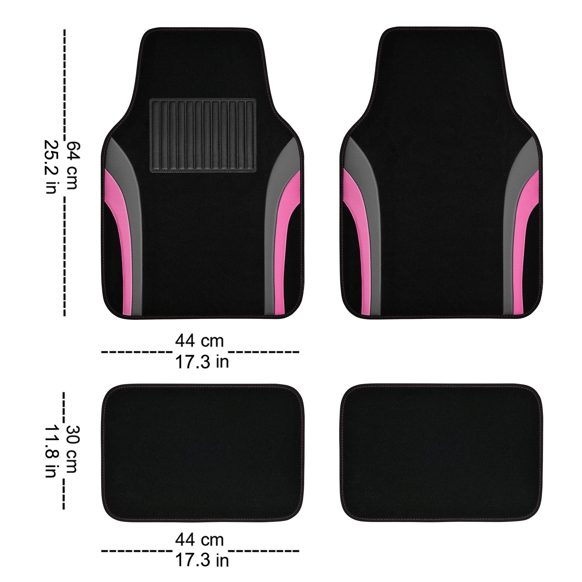 Universal Fit Car Floor Mats - Set of 4pcs Black and Burgundy